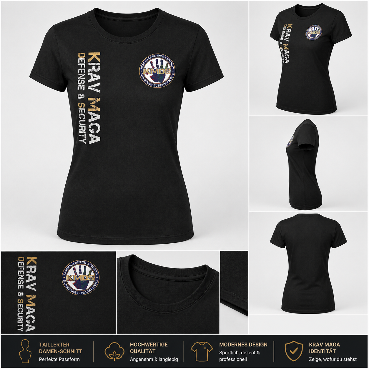 KMDS T-Shirt Damen Schwarz (tailliert)